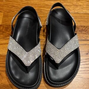 Jonathan Simkhai Black Slingback Sandals with Crystal Straps